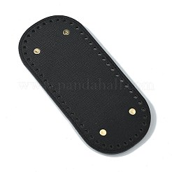 オーバルpuレザー編みかぎ針編みバッグネイルボトムシェイパーパッド  合金ネイル付き  バッグボトムアクセサリー用  ブラック  22.3x10x1cm  穴：5mm&nbsp;DIY-WH0349-26LG-10