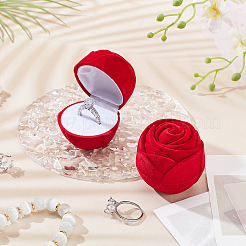 ローズベルベットのジュエリーボックス  リング用  イヤリング  ファイヤーブリック  5.1x5cm&nbsp;CON-WH0092-63B