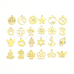 PVD真空メッキ304ステンレスペンダント  混合図形  18KGP本金メッキ  9.5~21x4.5~17x1mm  穴：0.9~4mm&nbsp;STAS-N092-M-G