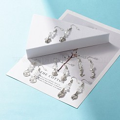 宝石ダングルイヤリング  真鍮製のピアスフック付き  チップ  50~55mm  ピン：0.7mm&nbsp;EJEW-JE04890-04