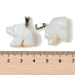 オパールペンダント  201ステンレススチール製金具付き  クマ  18~19x22~23x9~10mm  穴：4x8mm&nbsp;G-B127-02P-08