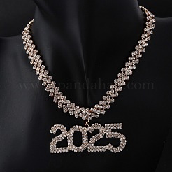 真鍮フルクリスタルラインストーンペンダントネックレス2025個（女性用）  ゴールドカラー  11.61インチ（29.5cm）&nbsp;NJEW-Q005-01G