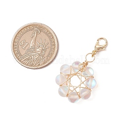 Star Copper Wire Wrapped Synthetic Moonstone Pendant Decorations&nbsp;HJEW-JM03027