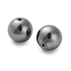 ベーキングペイント パール加工ガラスパールラウンドビーズ  半分穴を開けた  ブラック  10mm  穴：1.2mm&nbsp;HY-Q001-02A-05