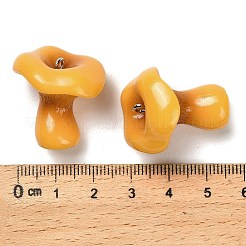 3d 不透明樹脂ペンダント  キノコ  プラチナトーンの鉄ループ付き  ゴールデンロッド  24.5x24x22mm  穴：2mm&nbsp;RESI-G111-02
