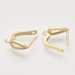 Brass Micro Pave Cubic Zirconia Hoop Earring Findings with Latch Back Closure&nbsp;KK-T048-028G-NF