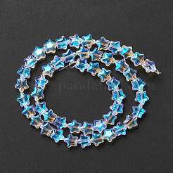 透明なガラスビーズ連  スター  クリアAB  8~8.5x8~8.5x3.5~4mm  穴：1mm&nbsp;X1-GLAA-F112-02I