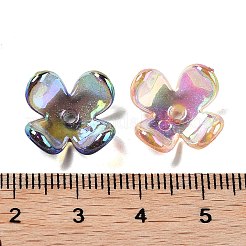 UVメッキ透明アクリルビーズキャップ  虹色の  花  ミックスカラー  16x16x5.5mm  穴：1.6mm&nbsp;MACR-K356-15F