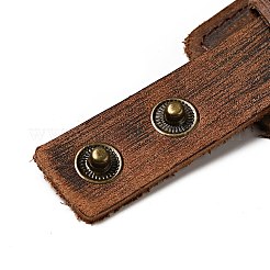 牛革コードワイドコードブレスレット  合金パーツ  ブラウン  230x45mm&nbsp;BJEW-P0001-11A