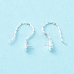925スターリングシルバーピアスフック  片穴ビーズ  ティアドロップ  銀  15x3.5mm  21ゲージ  ピン：0.7mmおよび0.6mm（片穴ビード用）&nbsp;STER-P047-01A-S