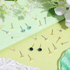 200Pcs 2 Colors 304 Stainless Steel Flat Round Blank Peg Stud Earring Findings&nbsp;STAS-SC0021-52