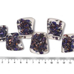 天然の染色されたインペリアルジャスパーと樹脂ビーズの連売り  台形  インディゴ  17.5~35.5x24~29x6~6.5mm  穴：1.5mm  約15個/連  12.40''（31.5センチメートル）&nbsp;G-Q017--E05-01E