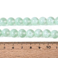 透明な半分スプレー塗装されたガラスビーズの連  ラウンド  アクアマリン  10mm  穴：1~1.2mm  約81~86個/連  29.72~31.69インチ（75.5~80.5cm）&nbsp;GLAA-Q110-02A-02