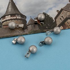 変色しない丸型303ステンレススチールペンダント、ステンレススチール留め金201個付き  テクスチャ  ステンレス鋼色  13x10mm  穴：6.5x4mm&nbsp;STAS-M184-14B