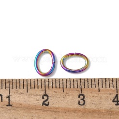 イオンプレーティング（IP）304ステンレス鋼オープン丸カン  オーバル  マルチカラー  18ゲージ  8x6x1mm  内径：4x6mm&nbsp;STAS-F221-40MC-B