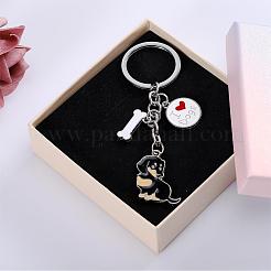 WEWAYSMILE 2 pcs Dog Keychain Car Keychain Pet Pendant Key-Ring Lovely Dog Key-ring Portable Metal Keychain Gift for Pet Lover Birthday Puppy Theme Party Supplies (Dachshund)&nbsp;JX788A