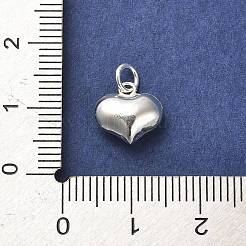 925スターリングシルバーペンダント  丸カン付きのふくらんだハートのチャーム  銀  10x10x5mm  穴：3mm&nbsp;LS-STER-P057-07D-S