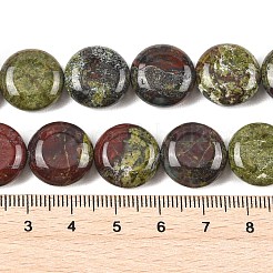 天然ドラゴンの血碧玉ビーズ連売り  フラットラウンド  15~15.5x6mm  穴：0.8~1mm  約26個/連  15.55~15.71インチ（39.5~39.9cm）&nbsp;G-L648-B02-15mm