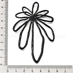 塗装合金ビッグペンダントをスプレー  花のチャーム  ブラック  84.5x54.5~55x2.5mm  穴：16x4.5mm&nbsp;AL-CBA31C4-06A