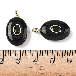 Natural Obsidian & Cubic Zirconia Pendants&nbsp;G-Z076-01G-19
