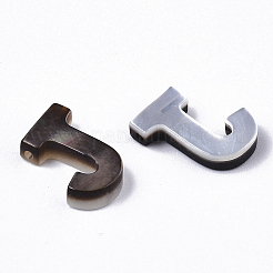 天然な黒リップシェルビーズ  トップドリルビーズ  文字.j  J：10x8x2.5mm  穴：0.6mm&nbsp;LS-SSHEL-S265-001J