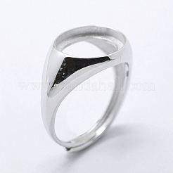 Anti-Tarnish Rhodium Plated 925 Sterling Silver Finger Ring Components&nbsp;STER-G027-11P