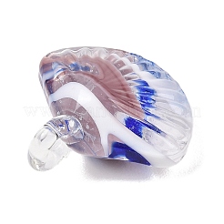 ガラスチャーム  貝殻の形のチャーム  ブルー  27~39x27~29x12~13mm  穴：3.2~3.7mm&nbsp;GLAA-A042-01B-03