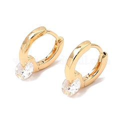 Brass with Cubic Zirconia Hoop Earrings&nbsp;KK-CBACA55-07G