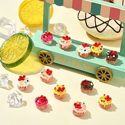 40Pcs 5 Colors Resin Strawberry Cake Ornament&nbsp;DJEW-CJ0001-20