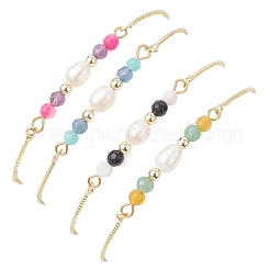4Pcs 4 Styles Brass Box Chain Slider Bracelet&nbsp;BJEW-JB12700