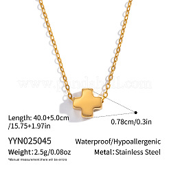 ミニマリストな304ステンレススチール製のペンダントアズキチェーンネックレス（女性用）  18KGP本金メッキ  クロス  15.75インチ（40cm）&nbsp;BI0431-2