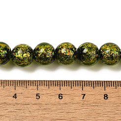 手作りの二色性箔ガラスビーズ連売り  ラウンド  緑黄  10.5mm  穴：1.4mm  約40個/連  15.16''（38.5センチメートル）&nbsp;DICH-U001-05B