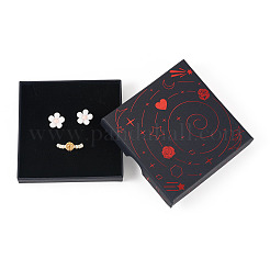 5個のホットスタンプ惑星厚紙ジュエリー包装箱  アクセサリー用  小さな時計  正方形  レッド  9x9x1.6cm&nbsp;CON-TA0001-44E