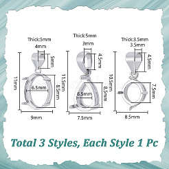 3Pcs 3 Styles 925 Sterling Silver Pendant Connector Settings&nbsp;STER-NB0001-17