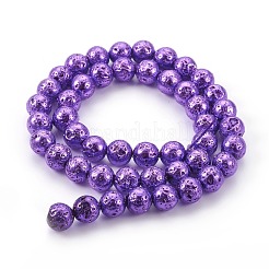 Electroplated Natural Lava Rock Bead Strands&nbsp;G-E511-01C-6mm