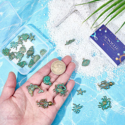 28Pcs 14 Styles Ocean Theme Tibetan Style Alloy Pendants&nbsp;FIND-SC0021-70
