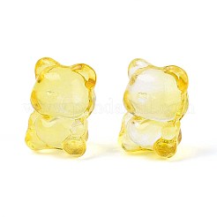 ベーキングペイント透明ガラスビーズ  ハートで耐える  シャンパンイエロー  20~20.5x14.5~15x13.5~14mm  穴：1.5~1.6mm&nbsp;DGLA-N018-02J