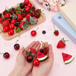 62個 7種類のスタイルのプラスチック製模造フルーツ  ショーケース＆写真小道具用  混合図形  ミックスカラー  10~57x10~50x10~33mm&nbsp;DJEW-PH0001-63