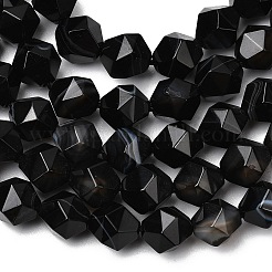 天然の黒縞瑪瑙/縞瑪瑙ビーズ連売り  スターカットラウンドビーズ  多面カット  染め＆加熱  7~8x7~8x7~8mm  穴：1mm  約46~47個/連  14.72''~15''（37.4~38.1センチメートル）&nbsp;G-Z119-A03-02