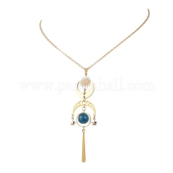 Natural Apatite & Brass Moon Sun Star Pendant Cable Chain Necklaces&nbsp;NJEW-TA00247