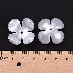 4花弁ABSプラスチックパール調ビーズキャップ  花  ホワイト  24x24x11mm  穴：2mm  約200個/袋&nbsp;SACR-R864-Z9
