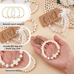 24Pcs Wood Round Beaded Stretch Bracelets&nbsp;BJEW-GO0001-41