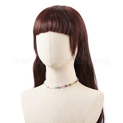 天然水晶と樹脂のナザールボンジュウビーズ ブレスレットとネックレス  女性用304ステンレススチールクロスジュエリーセット  カラフル  15-5/8インチ（39.7cm）  7インチ（17.6cm）&nbsp;SJEW-JS01253