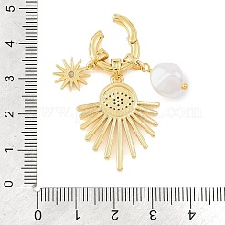 Brass Micro Pave Blue Cubic Zirconia with Plastic Imitation Pearl Pendants&nbsp;LS-CU-CBA1242-01C-G