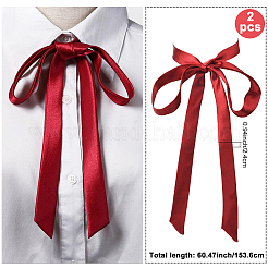 2Pcs Ribbon Long Bow Tie for Women&nbsp;AJEW-SP0003-50B