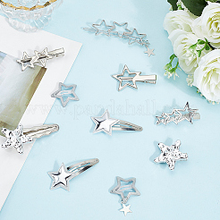 10Pcs 10 Styles Star Iron & Cloth Snap Hair Clips and Iron Alligator Hair Clips&nbsp;PHAR-CY0001-07