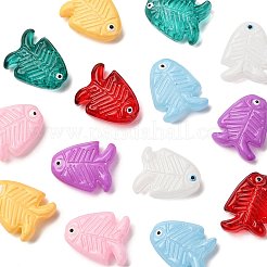 14色のガラスエナメルビーズ7個  魚  ミックスカラー  21.5x18x7mm  穴：1.5mm  2個/カラー&nbsp;LAMP-FS0001-59