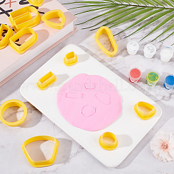 プラスチック粘土プレス金型セット  粘土カッター  クレイモデリングツール  台形/正方形/アーチ  きいろ  24.5~61.5x17~57x15mm  18スタイル  1個/スタイル  18個/セット&nbsp;TOOL-WH0125-70