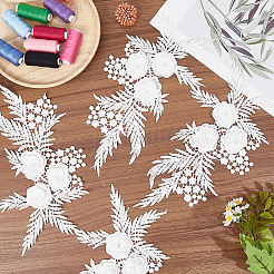 ポリエステル製衣類パッチ2組  花  ホワイト  280~285x170x4~5mm&nbsp;PATC-GF0001-72B