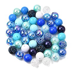 DIYジュエリー作りのパーツキット  アクリル＆樹脂ビーズ50個を含む  ラウンド  ミックスカラー  20x19~20mm  穴：2~4mm&nbsp;DIY-FP0001-65